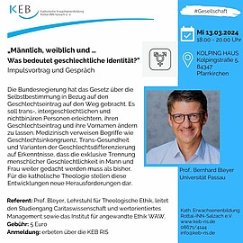 Banner "Männlich, weiblich und … Was bedeutet geschlechtliche Identität?"